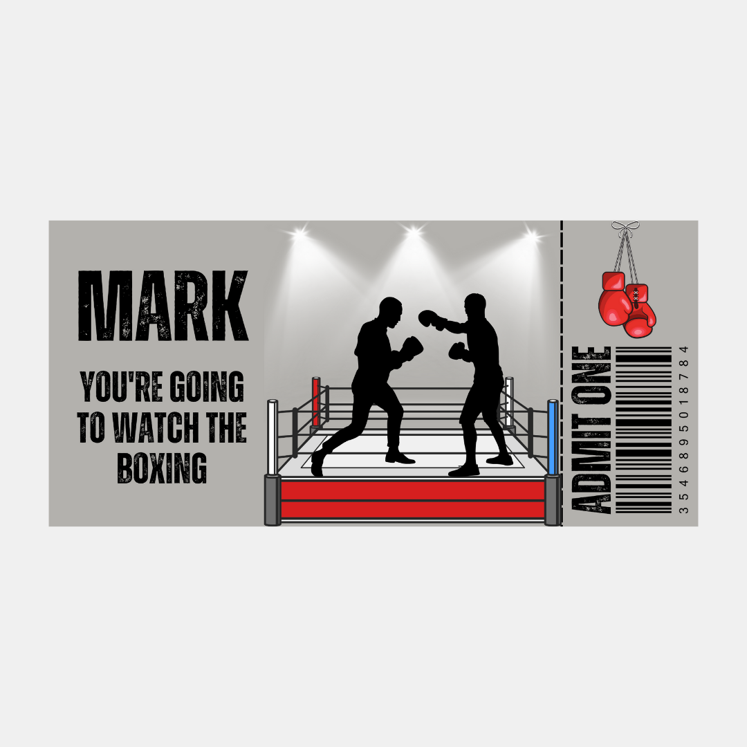 Surprise Ticket Print | Personalised Boxing Ticket Pass Voucher Membership | Gift Idea