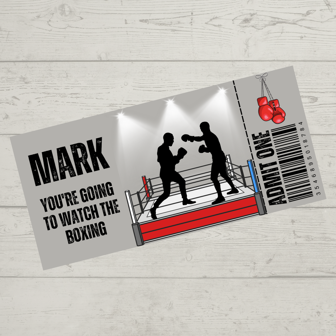 Surprise Ticket Print | Personalised Boxing Ticket Pass Voucher Membership | Gift Idea