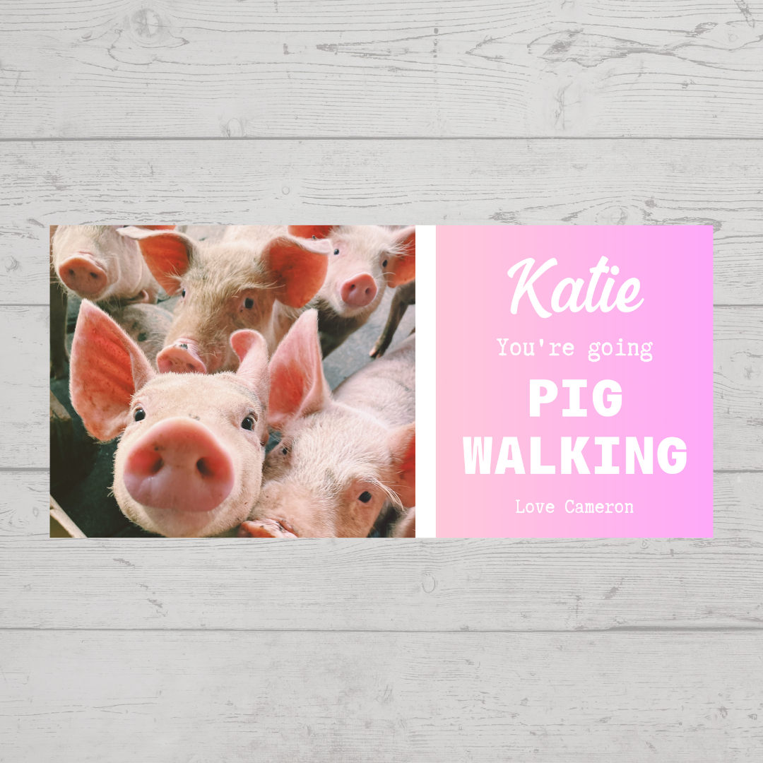Surprise Ticket Print | Personalised Pig Walking Ticket Pass Voucher Membership | Gift Idea