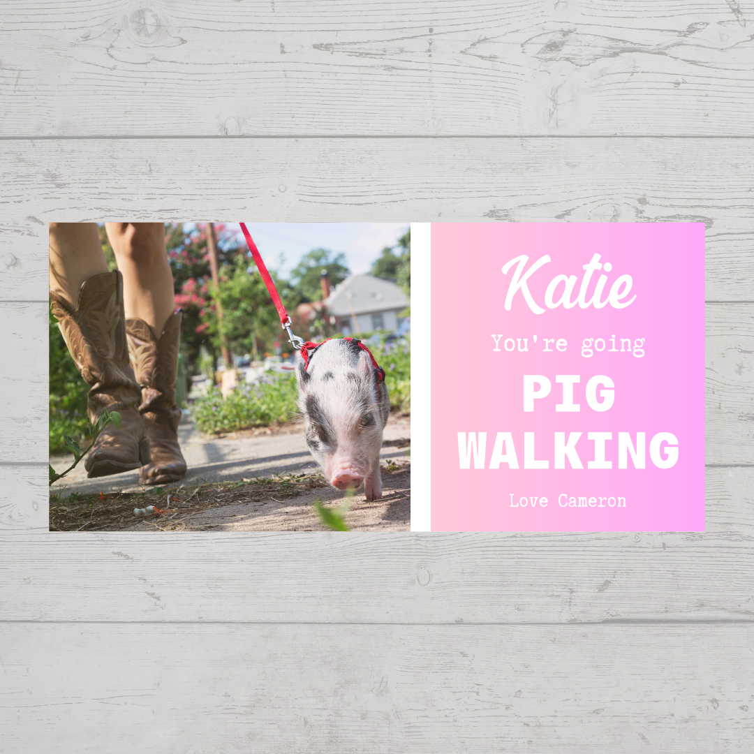 Surprise Ticket Print | Personalised Pig Walking Ticket Pass Voucher Membership | Gift Idea