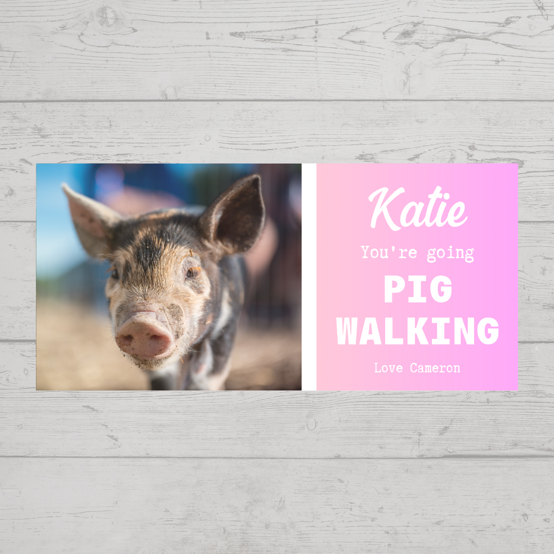 Surprise Ticket Print | Personalised Pig Walking Ticket Pass Voucher Membership | Gift Idea