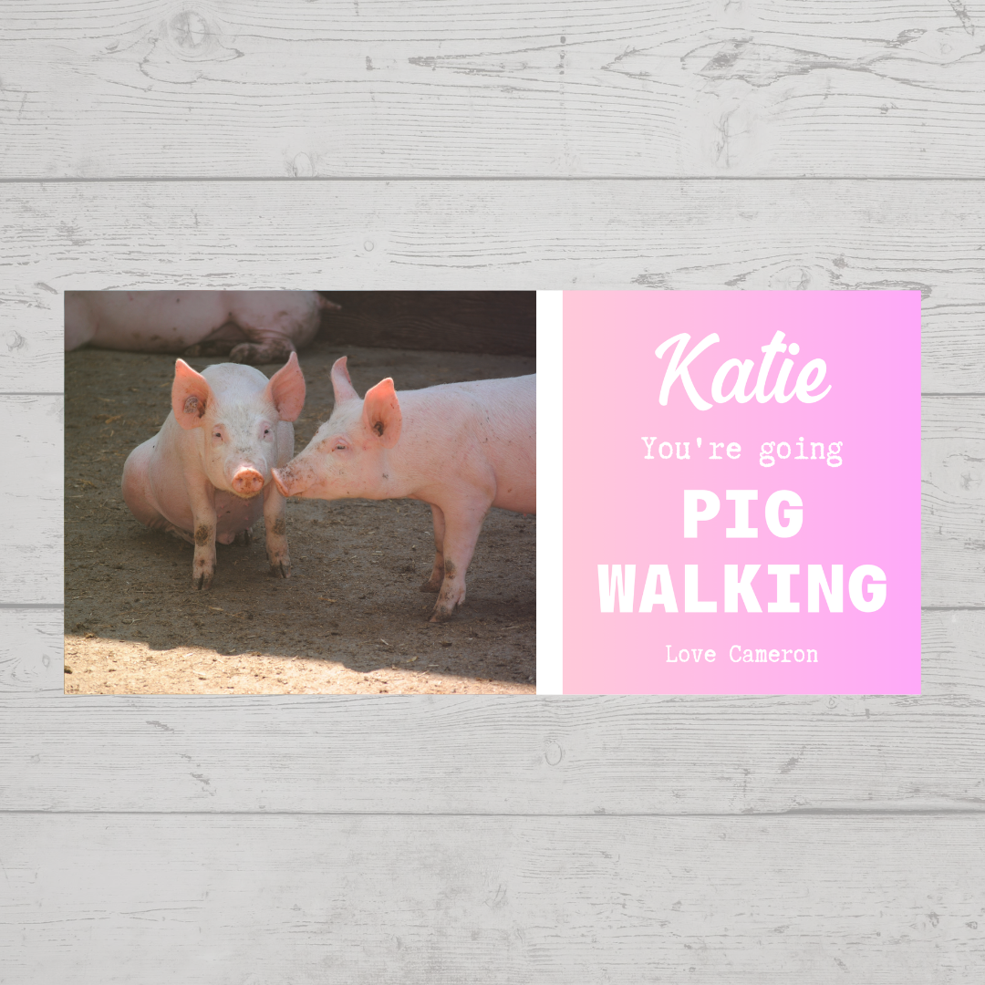 Surprise Ticket Print | Personalised Pig Walking Ticket Pass Voucher Membership | Gift Idea
