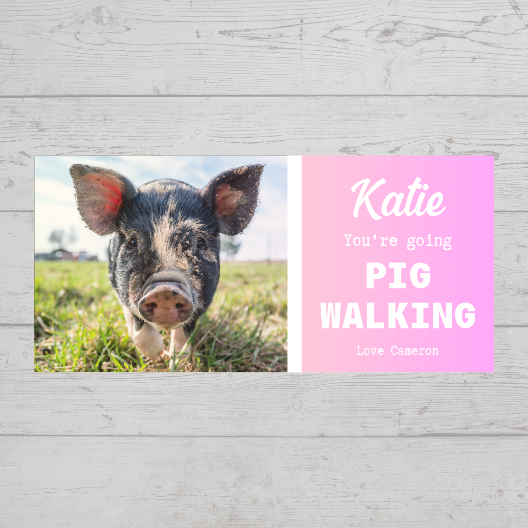 Surprise Ticket Print | Personalised Pig Walking Ticket Pass Voucher Membership | Gift Idea