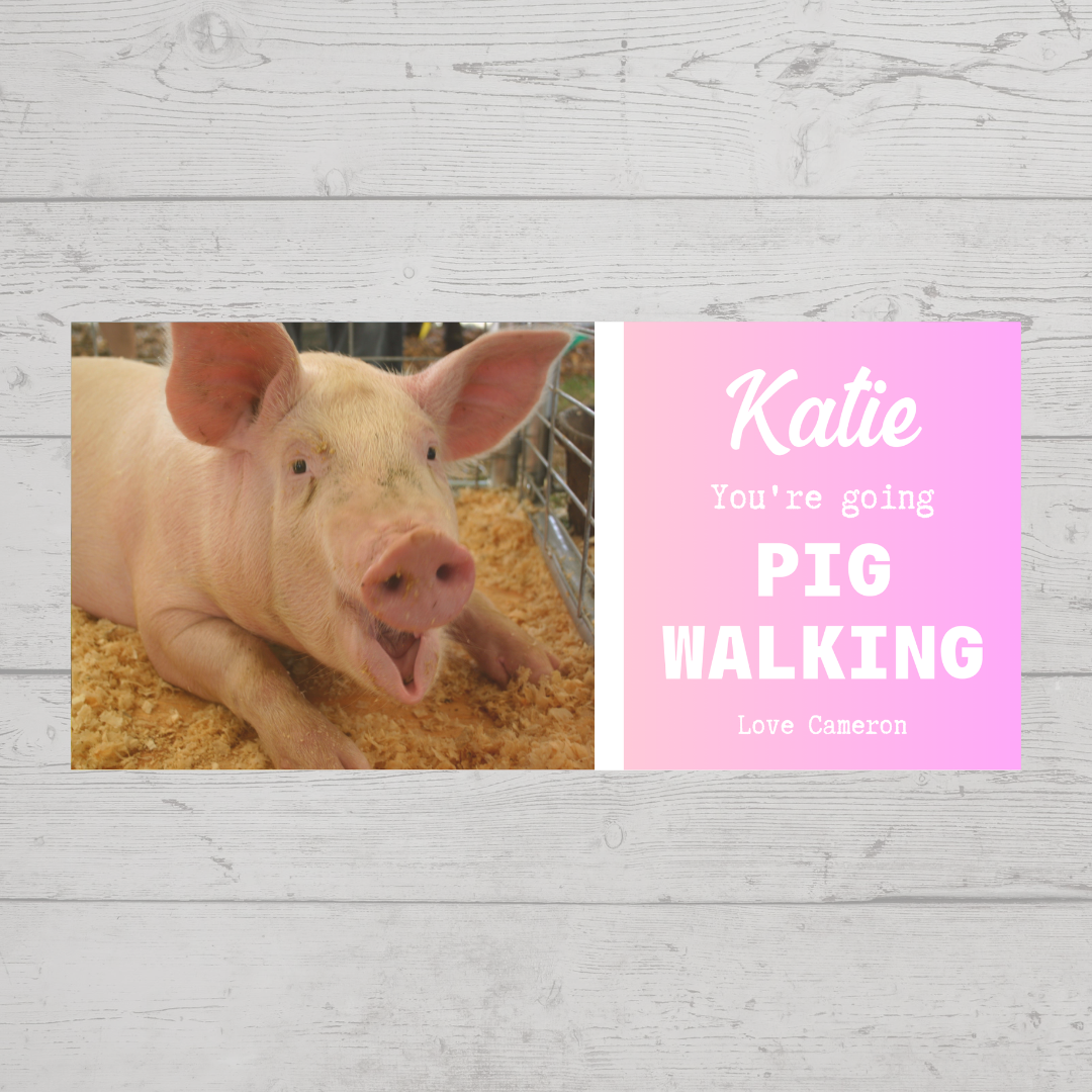 Surprise Ticket Print | Personalised Pig Walking Ticket Pass Voucher Membership | Gift Idea