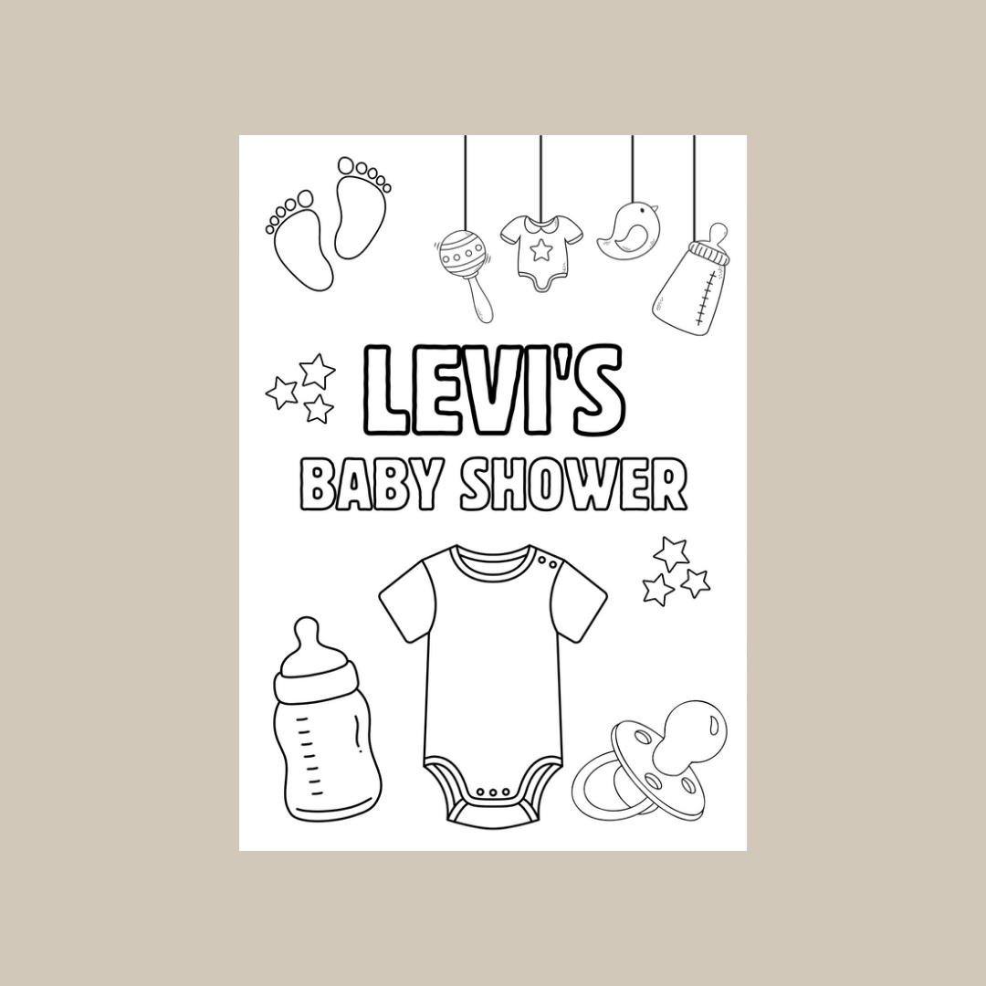 A6 Colouring Sheets | Personalised Baby Shower Colouring Sheets | Party Favours