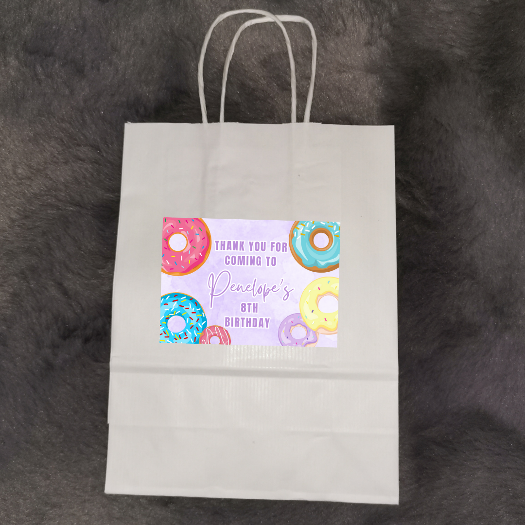 Rectangle Stickers | Party Stickers | Donut Party Stickers | Party Bag Stickers