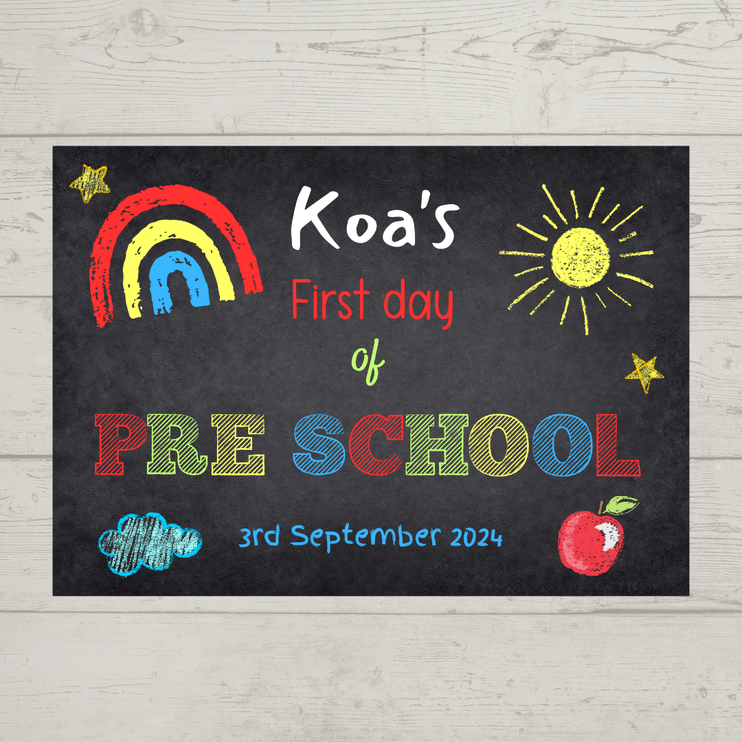 Pre School Print | Personalised First Day Of School | Keepsake Gift