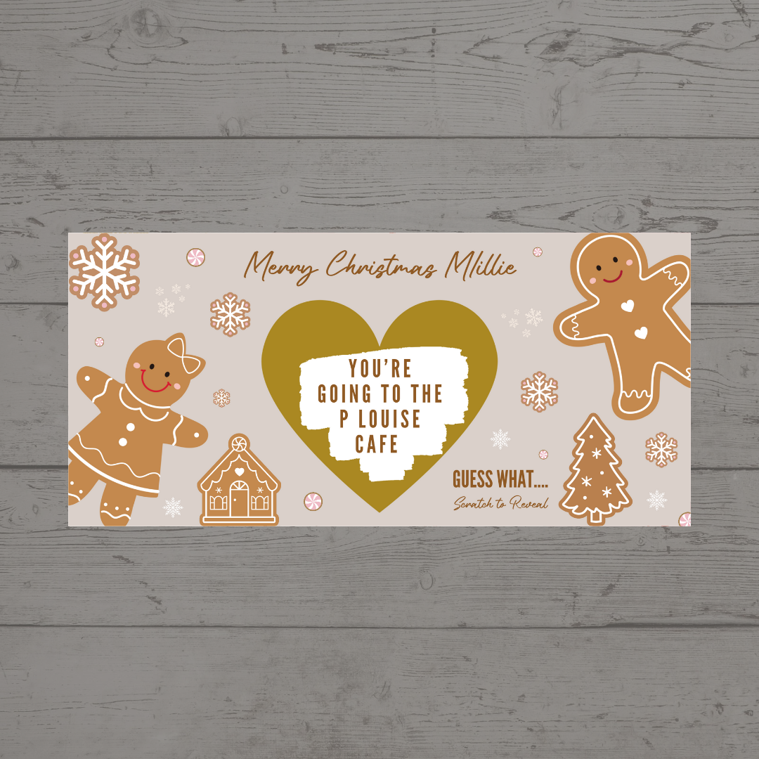 Gingerbread Surprise Christmas Ticket Print | Personalised Gingerbread Christmas Ticket | Christmas Scratch Reveal | Gift Idea