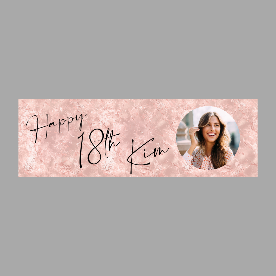 Personalised Birthday Banner | 3ftx1ft Banner | Blush Pink Party Theme Banner | Photo Banner