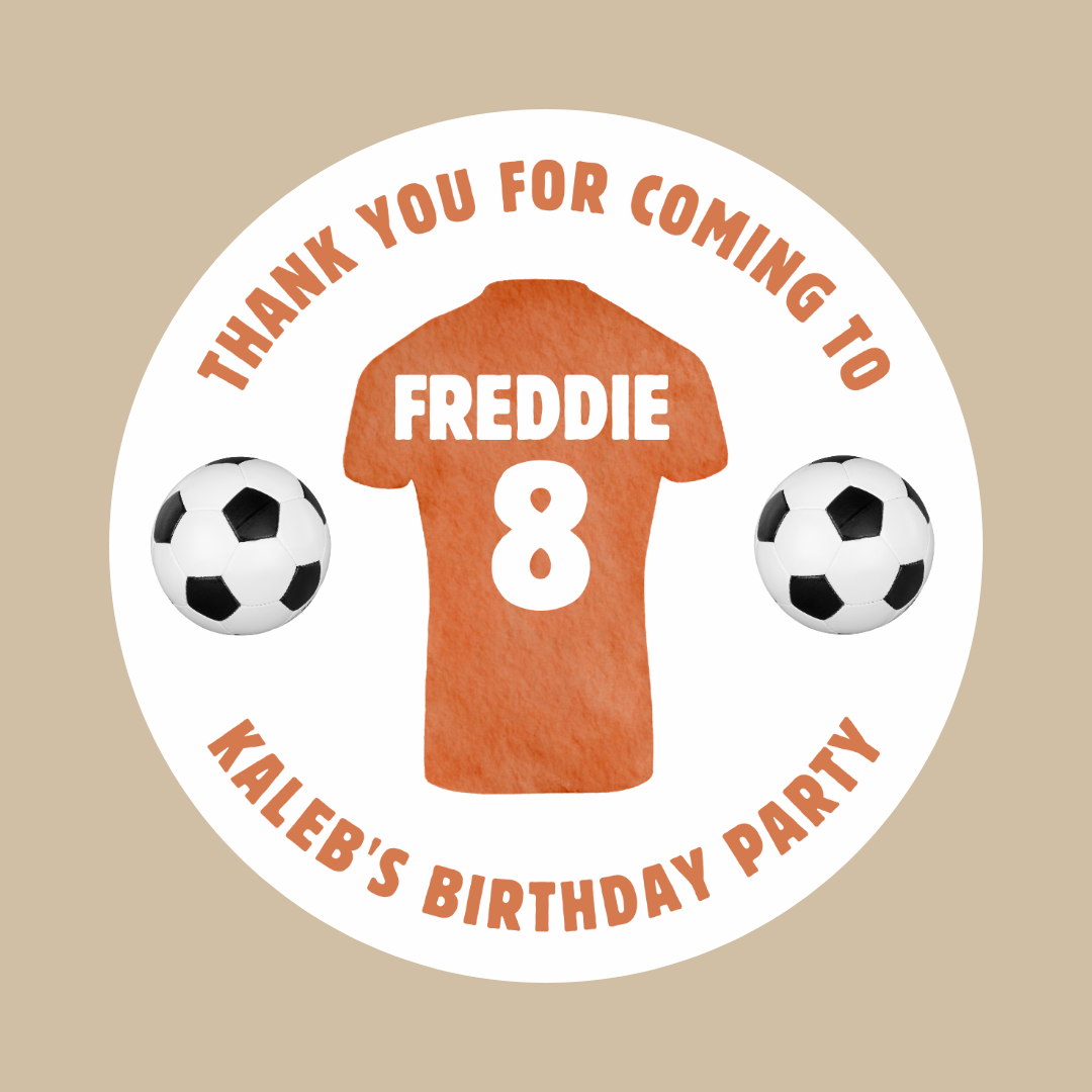 Football T-shirt Birthday Stickers | Various Sizes | Football Party Supplies | Football Party Theme