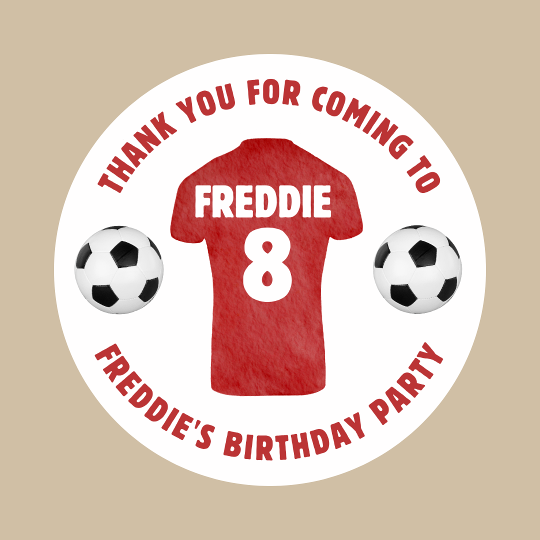 Football T-shirt Birthday Stickers | Various Sizes | Football Party Supplies | Football Party Theme