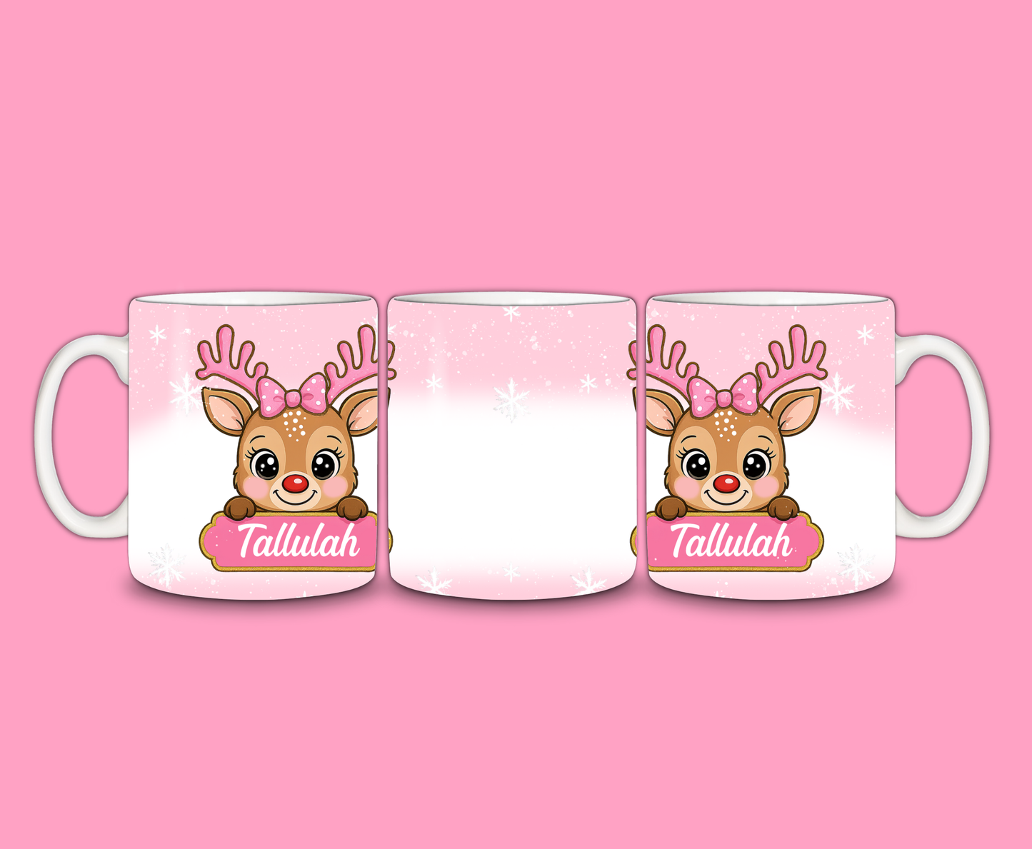 Christmas Mug | Personalised Pink Reindeer Mug | Gift Idea