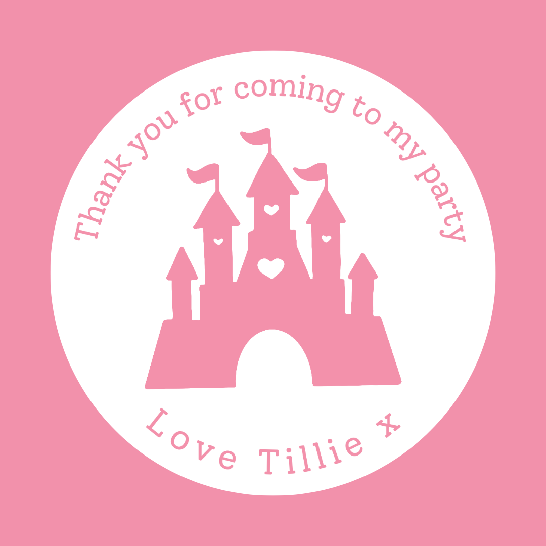 Pink Princess Castle Stickers | Circle Stickers | Sticker Sheet | Princess Theme