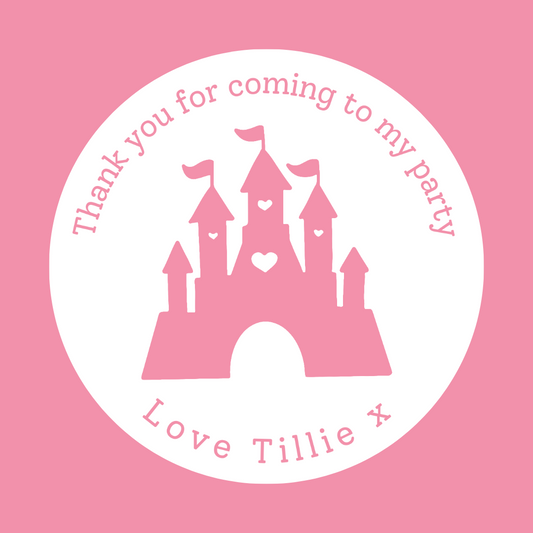Pink Princess Castle Stickers | Circle Stickers | Sticker Sheet | Princess Theme