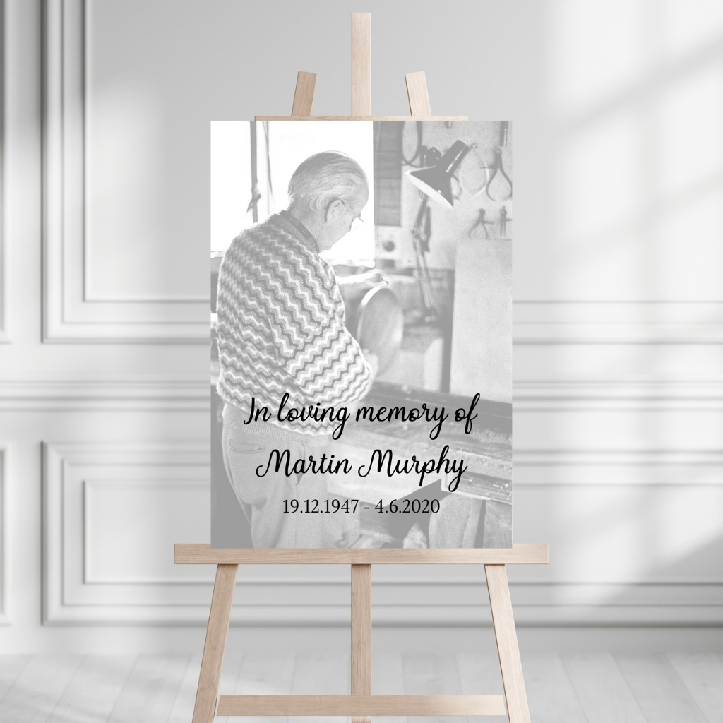 Funeral Service Entrance Board Sign | Personalised Black & White Photo Funeral Board | Funeral Wake Sign | A4, A3, A2