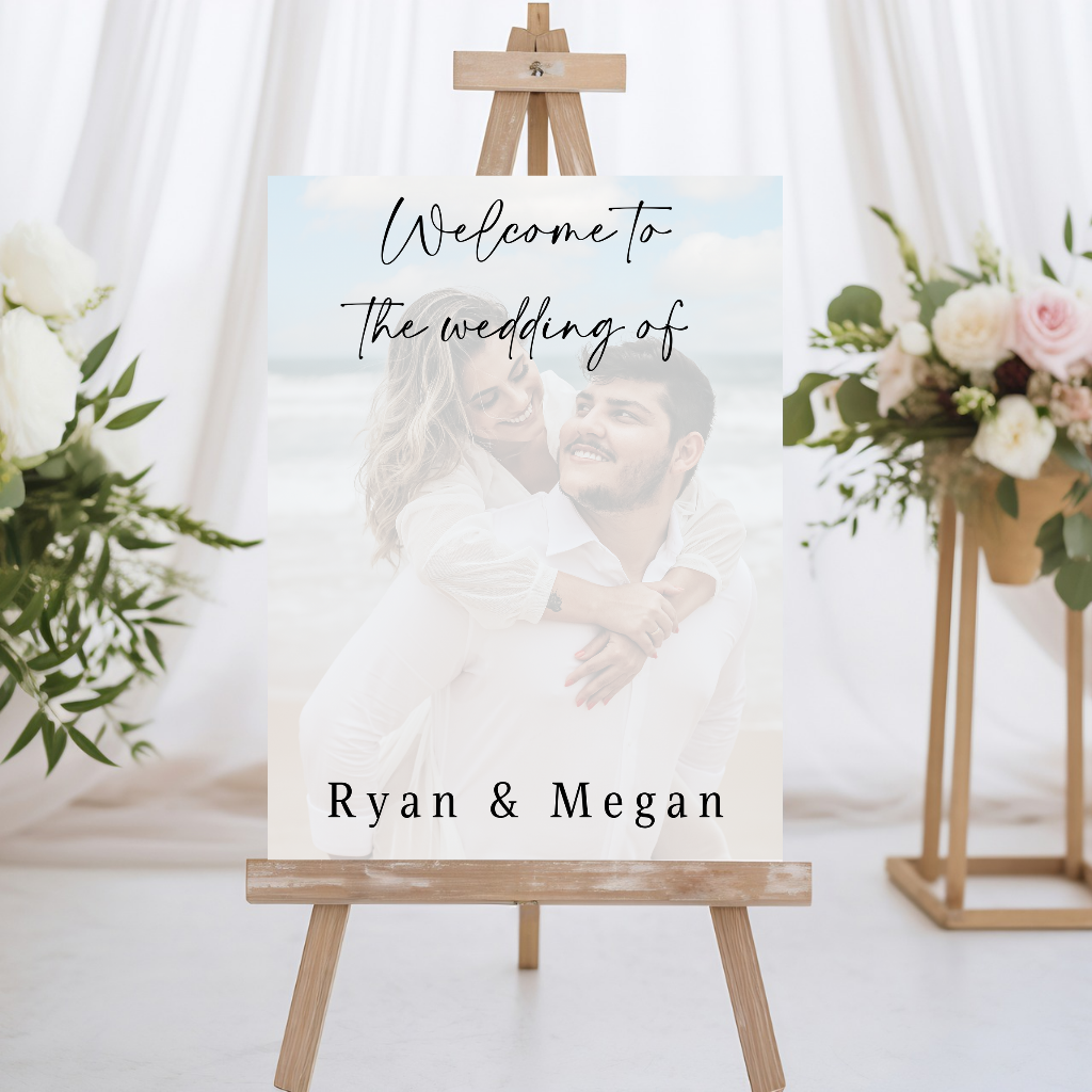 Wedding Day Colour Photo Welcome Entrance Board Sign | Personalised Wedding Event Board Sign | A4, A3, A2