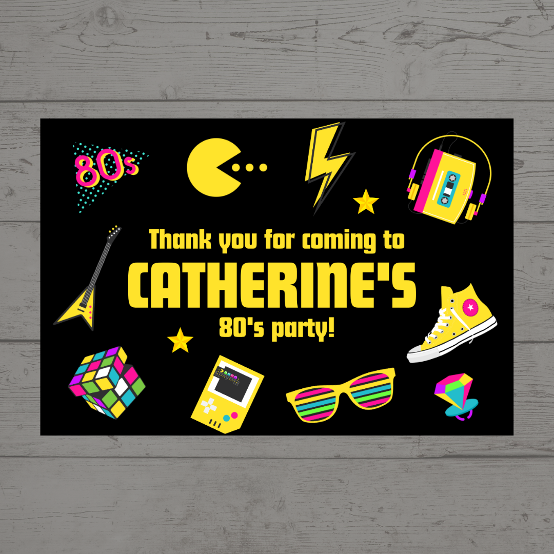 Rectangle Stickers | Party Stickers | 80's Party Stickers | Party Bag Stickers