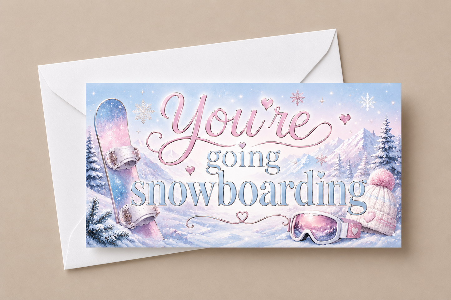 Surprise Ticket Print | You're Going Snowboarding | Ticket Pass Voucher Membership | Gift Idea