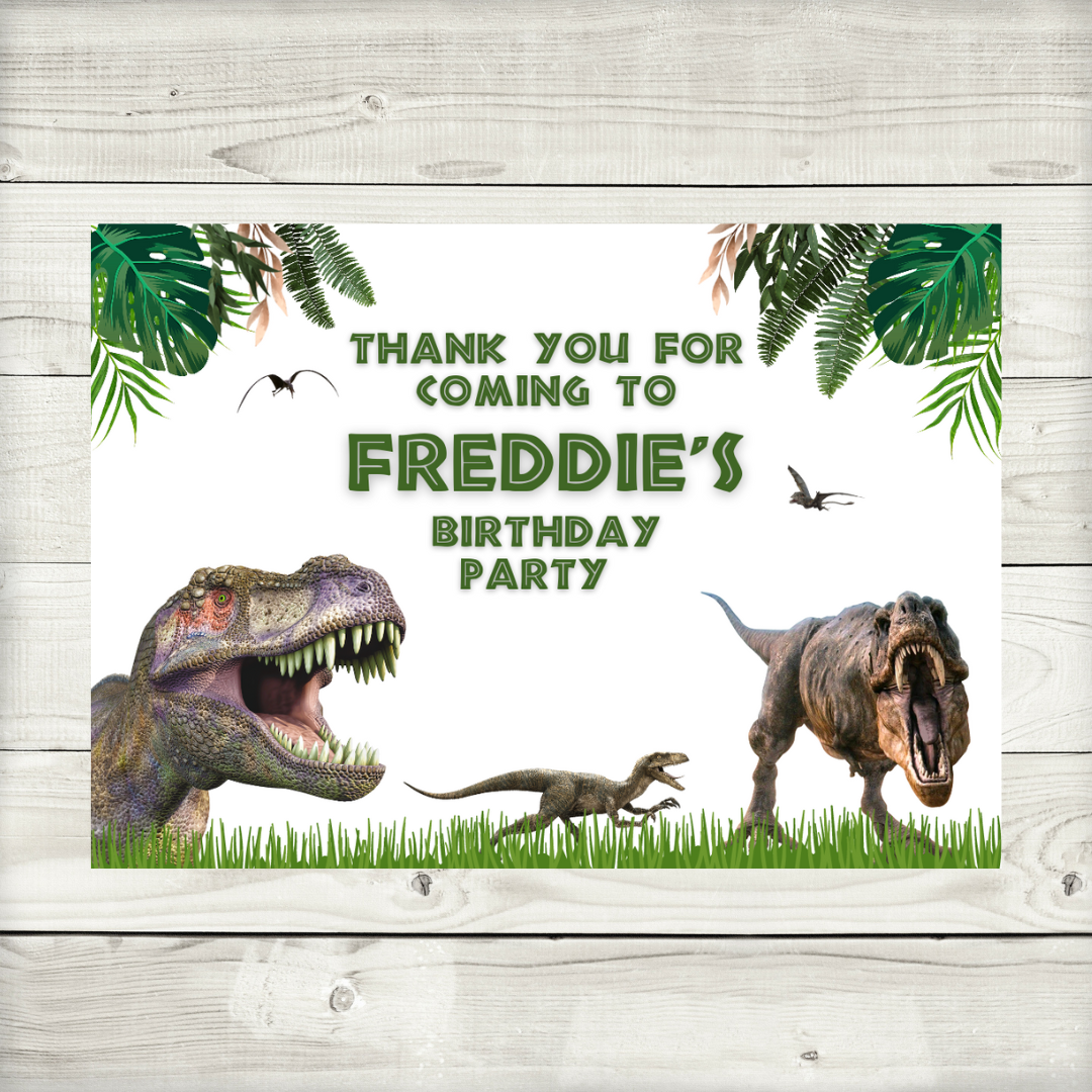 thumbnail image 2 of 24 Personalised Dinosaur Birthday Party Thank You Stickers - Bag / Cone Seals - Ireland 2 of 12