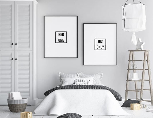 Bedroom Prints | Her One, His Only | Set Of 2 Prints | Couples Print - Dinky Designs