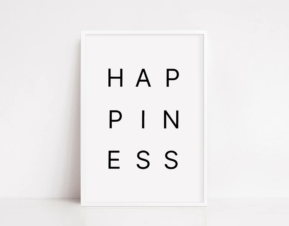 Quote Print | Happiness | Motivational Print | Positive Print - Dinky Designs