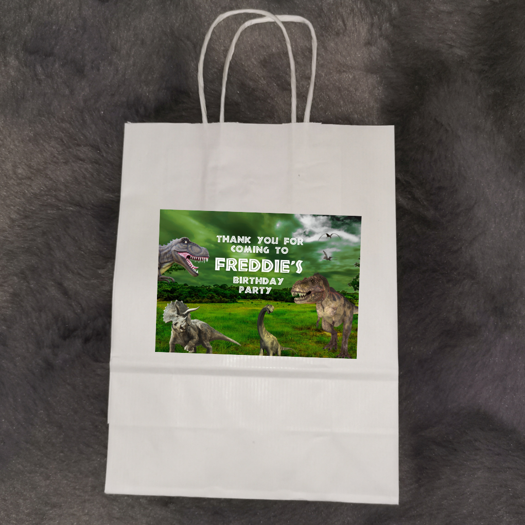 Rectangle Stickers | Party Stickers | Dinosaur Birthday Party Stickers | Party Bag Stickers | Design 3