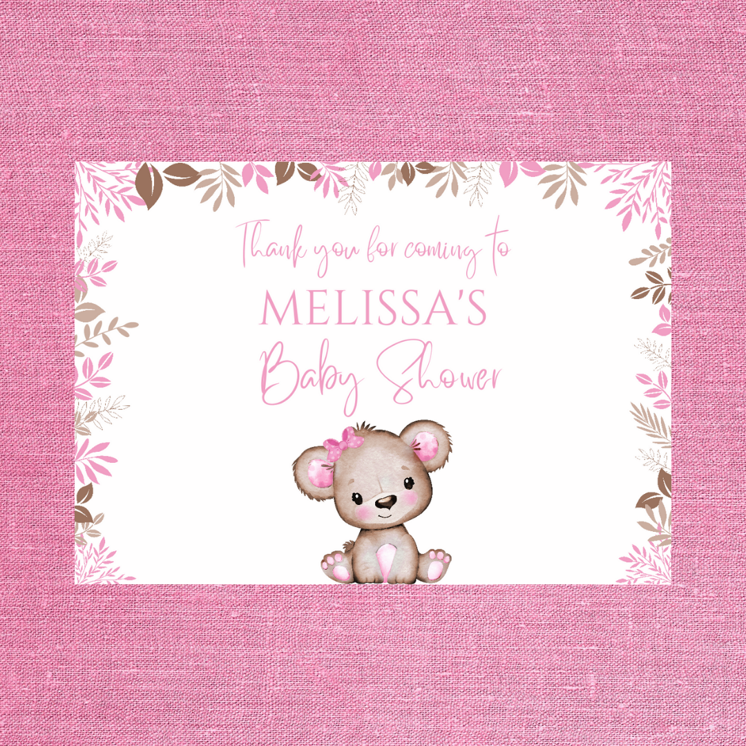 Rectangle Stickers | Party Stickers | Pink Or White Teddy Bear Baby Shower, Birthday Stickers | Party Bag Stickers