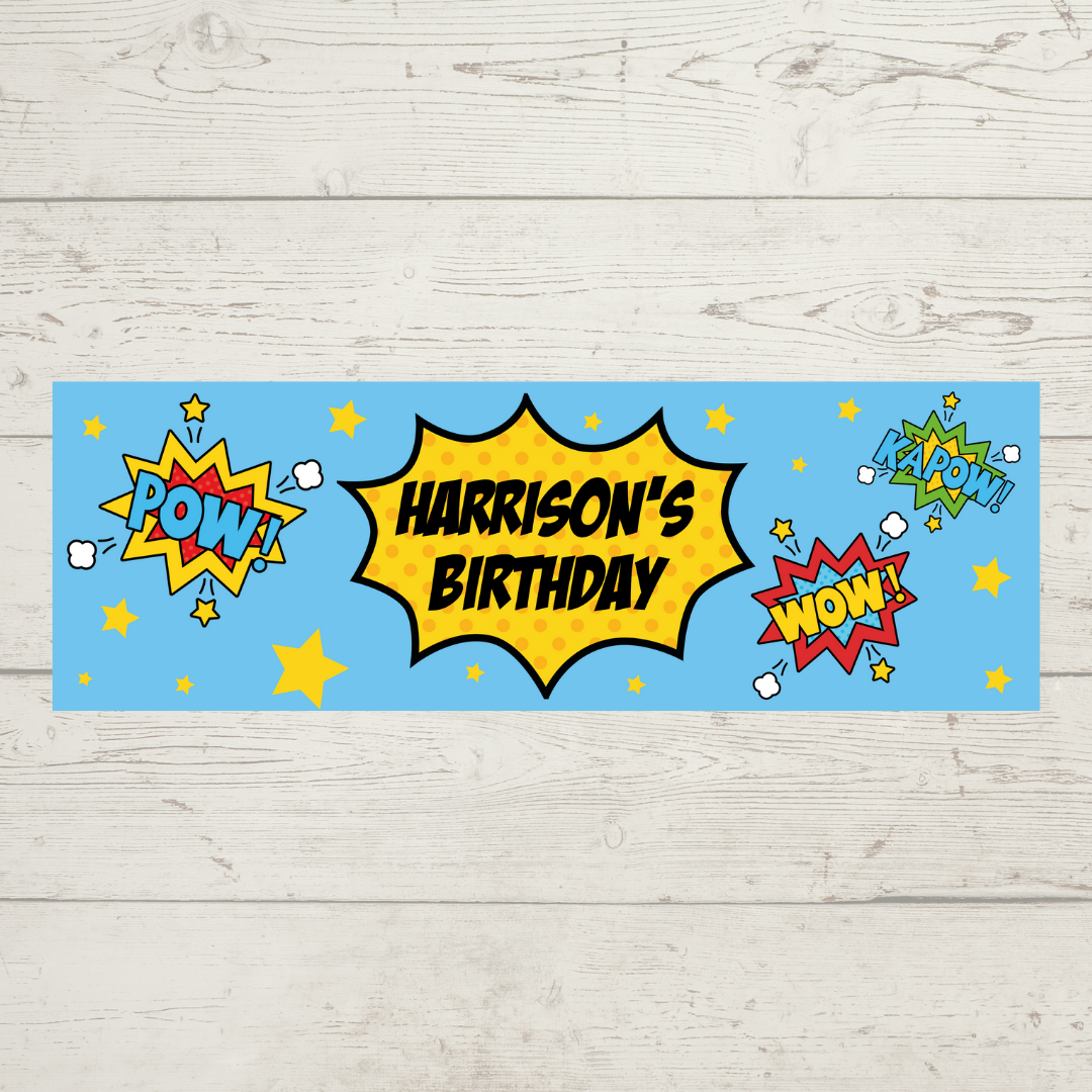 Superhero Banner | Personalised Superhero Birthday Party Banner | Superhero Birthday Party Theme