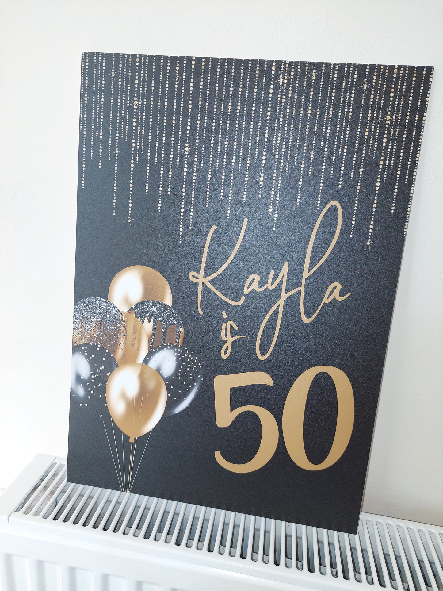 Black & Gold Welcome Board Sign | Personalised Birthday Board | Birthday Party Sign | A4, A3, A2