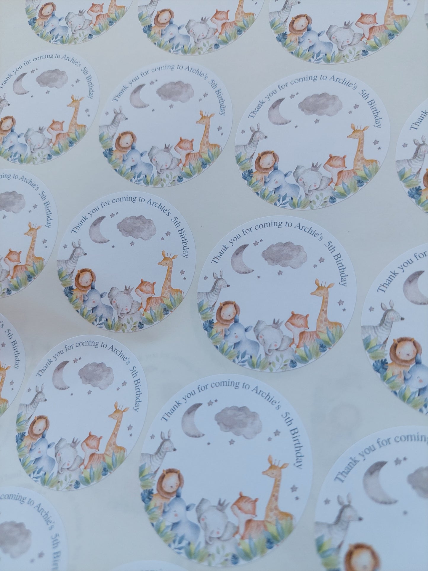 Safari Animal Stickers | Circle Stickers | Jungle Animal Stickers | Sticker Sheet | Party Stickers | Animal Party Theme