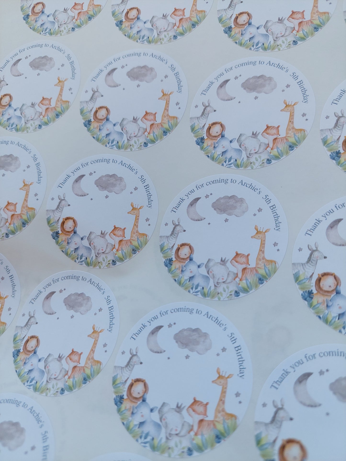 Safari Animal Stickers | Circle Stickers | Jungle Animal Stickers | Sticker Sheet | Party Stickers | Animal Party Theme