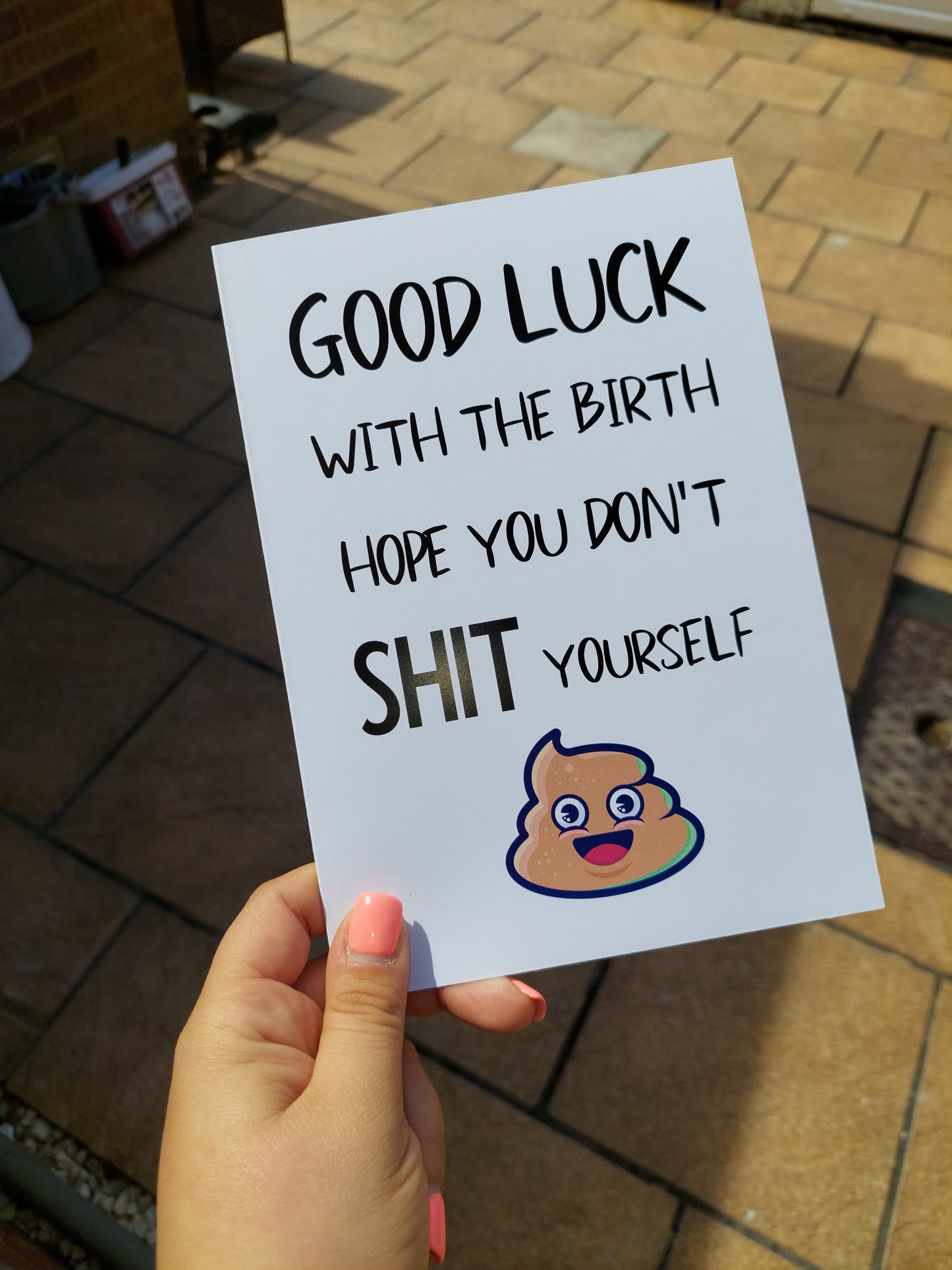 Baby Shower Card | Good Luck With The Birth | Funny Card | New Baby Card - Dinky Designs