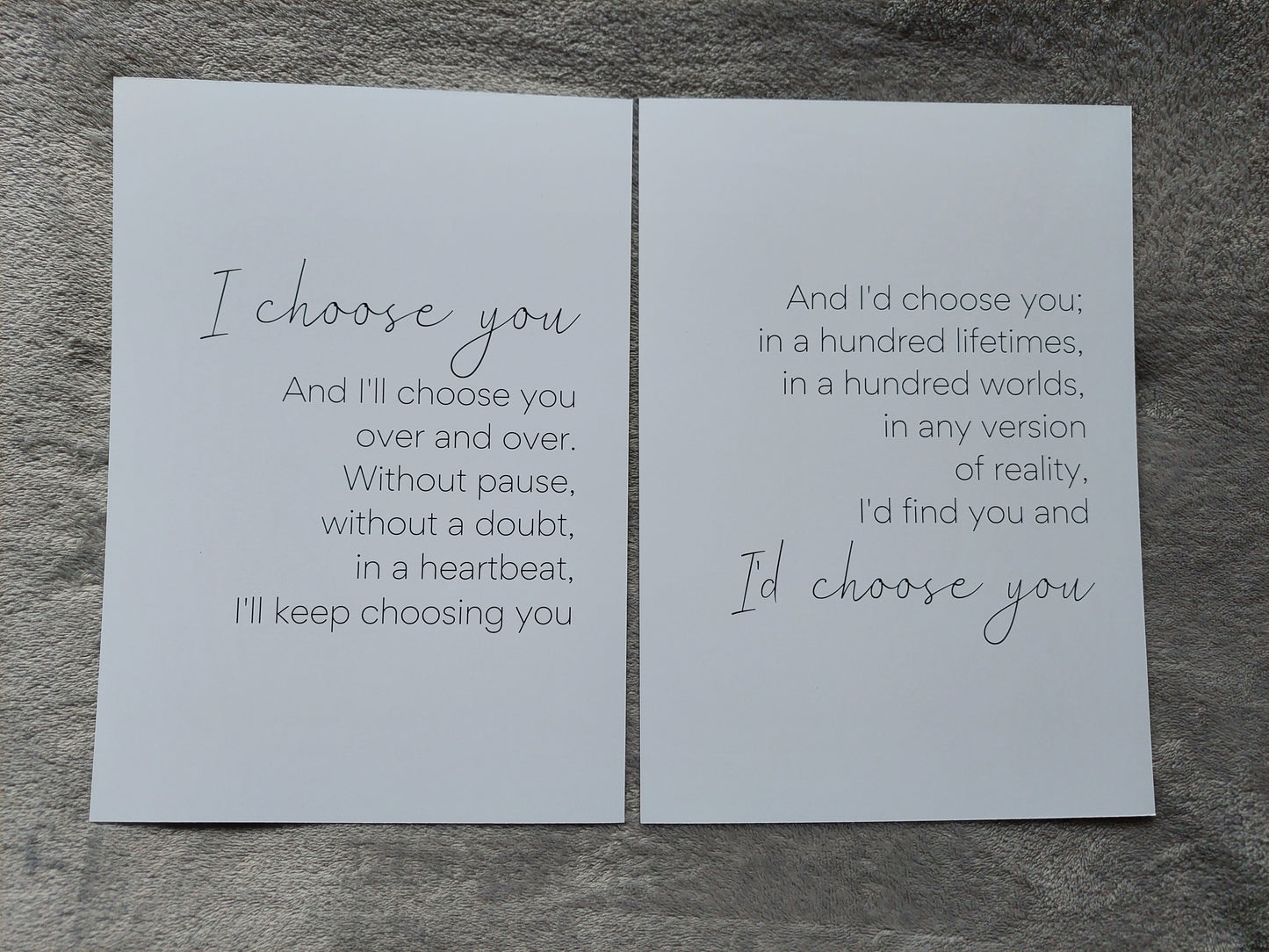 Couples Prints | I'd Choose You | Set Of 2 Prints | Love Quotes