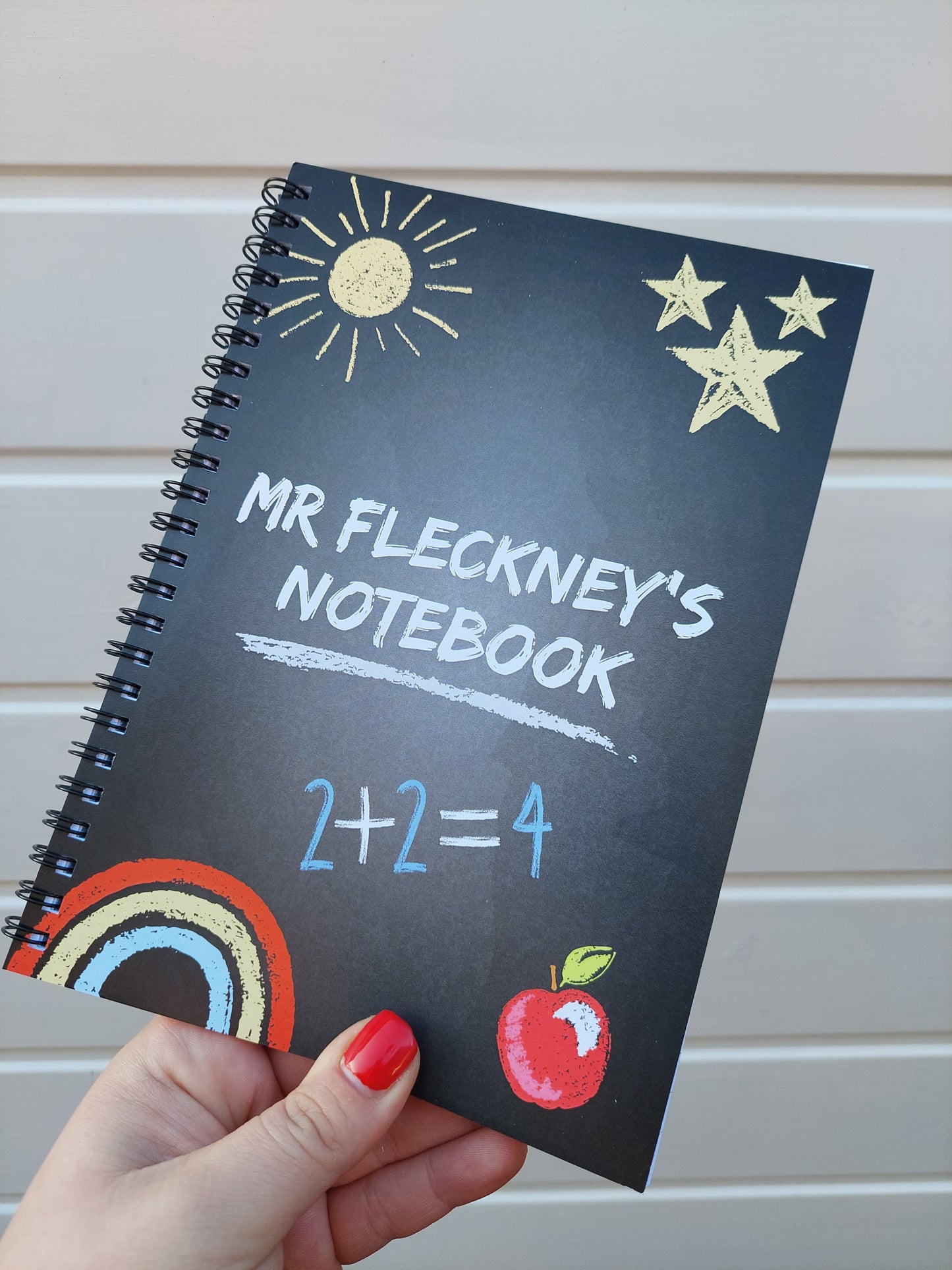Teacher Notebook | Personalised Teacher Notebook | Chalkboard Design Red