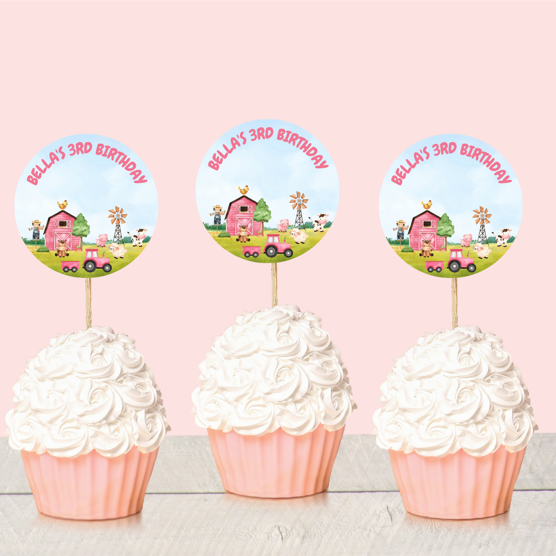 Farm Animal Cupcake Toppers | Birthday Cupcake Toppers | Party Decorations