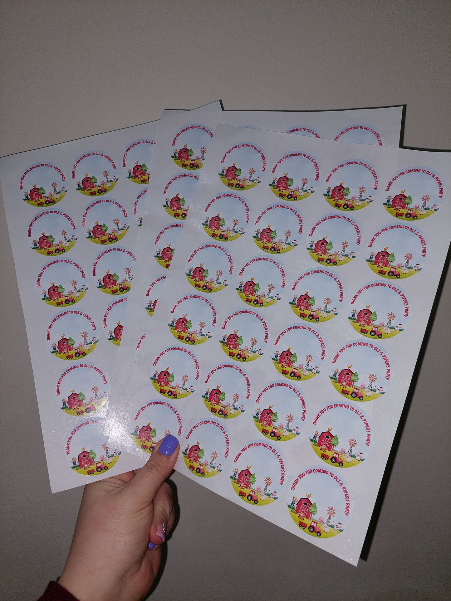 Farm Animal Party Stickers | Circle Stickers | Sticker Sheet | Party Stickers