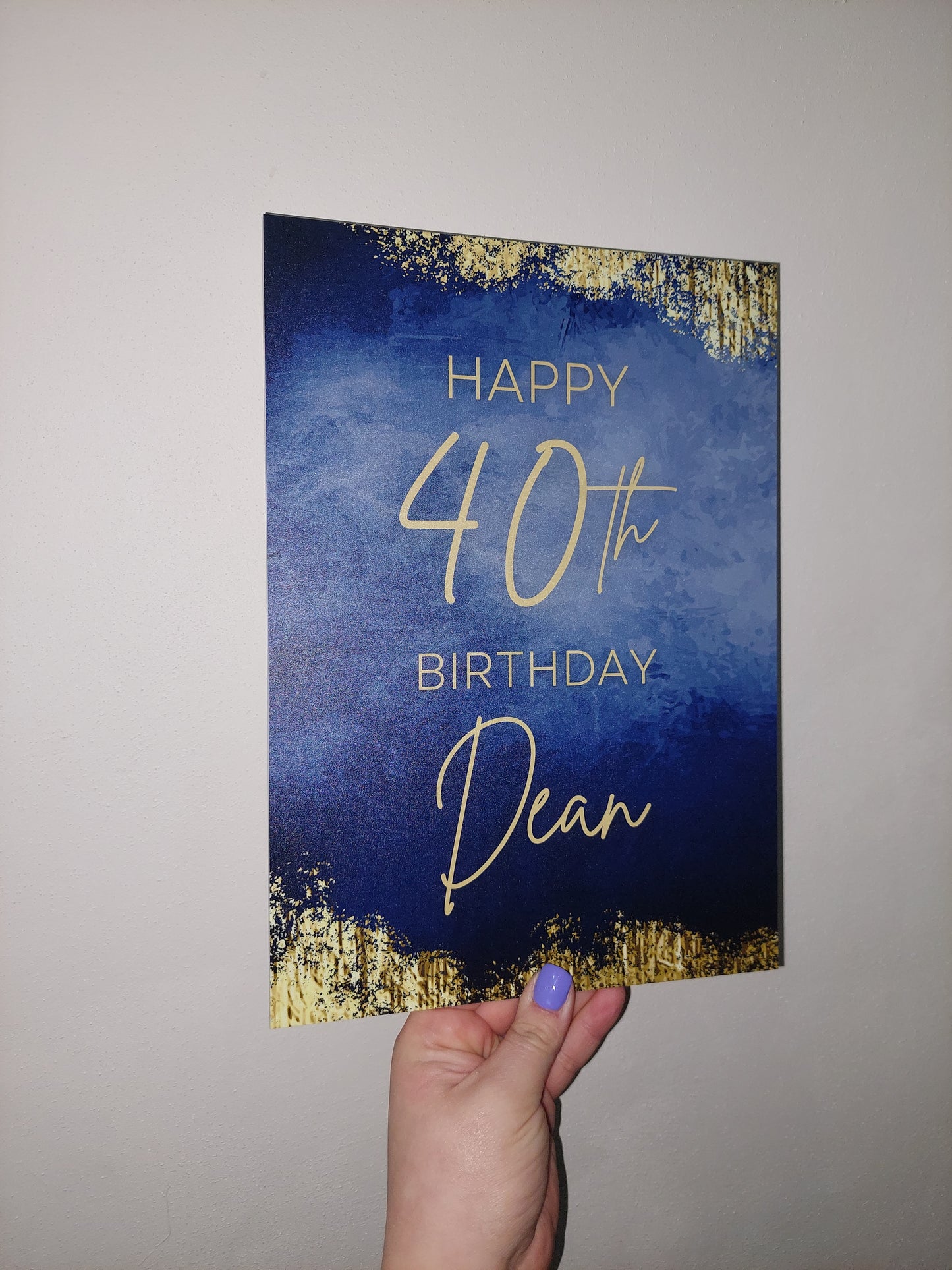Navy Blue & Gold Welcome Board Sign | Personalised Birthday Board | Birthday Party Sign | A4, A3, A2
