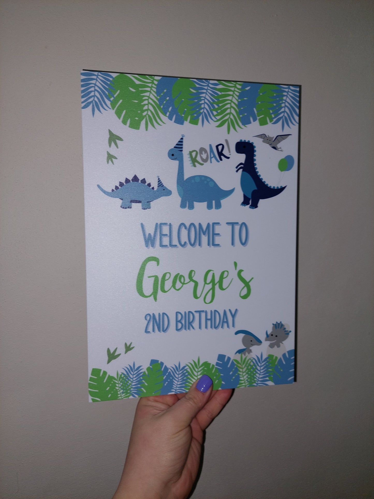 Dinosaur Welcome Board Sign | Personalised Birthday Board | Birthday Party Sign | A4, A3, A2