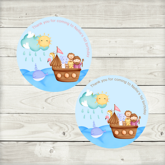 Noah's Ark Party Stickers | Circle Stickers | Sticker Sheet | Party Stickers | (Design 1)