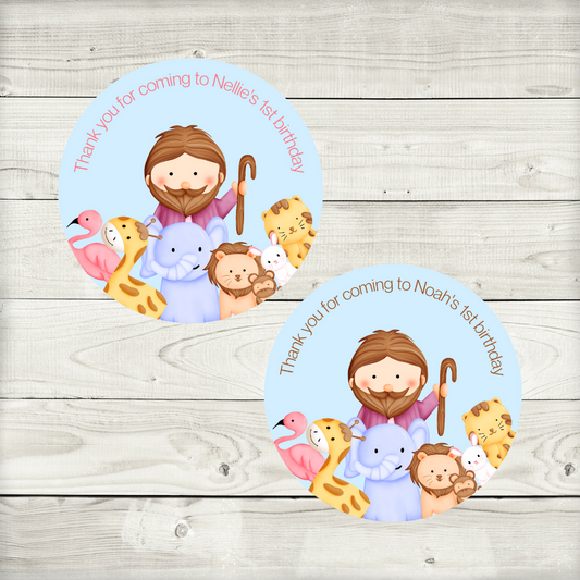 Noah's Ark Party Stickers | Circle Stickers | Sticker Sheet | Party Stickers | (Design 2)