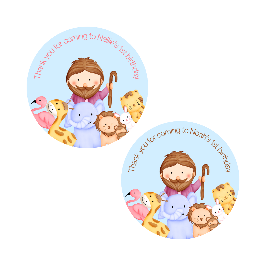 Noah's Ark Party Stickers | Circle Stickers | Sticker Sheet | Party Stickers | (Design 2)