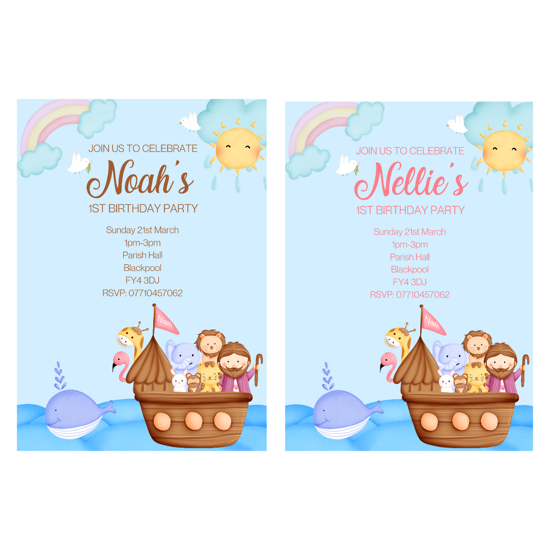 Noah's Ark Invitations | Animal Invites | Noah's Ark Theme Invitations | Party Invitations