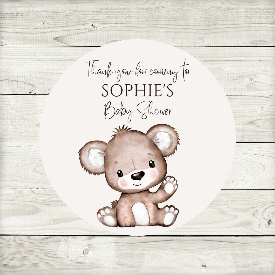 Brown Beige Neutral Teddy Bear Baby Shower, 1st Birthday Stickers | Sticker Sheet | Baby Shower, 1st Birthday Party Stickers