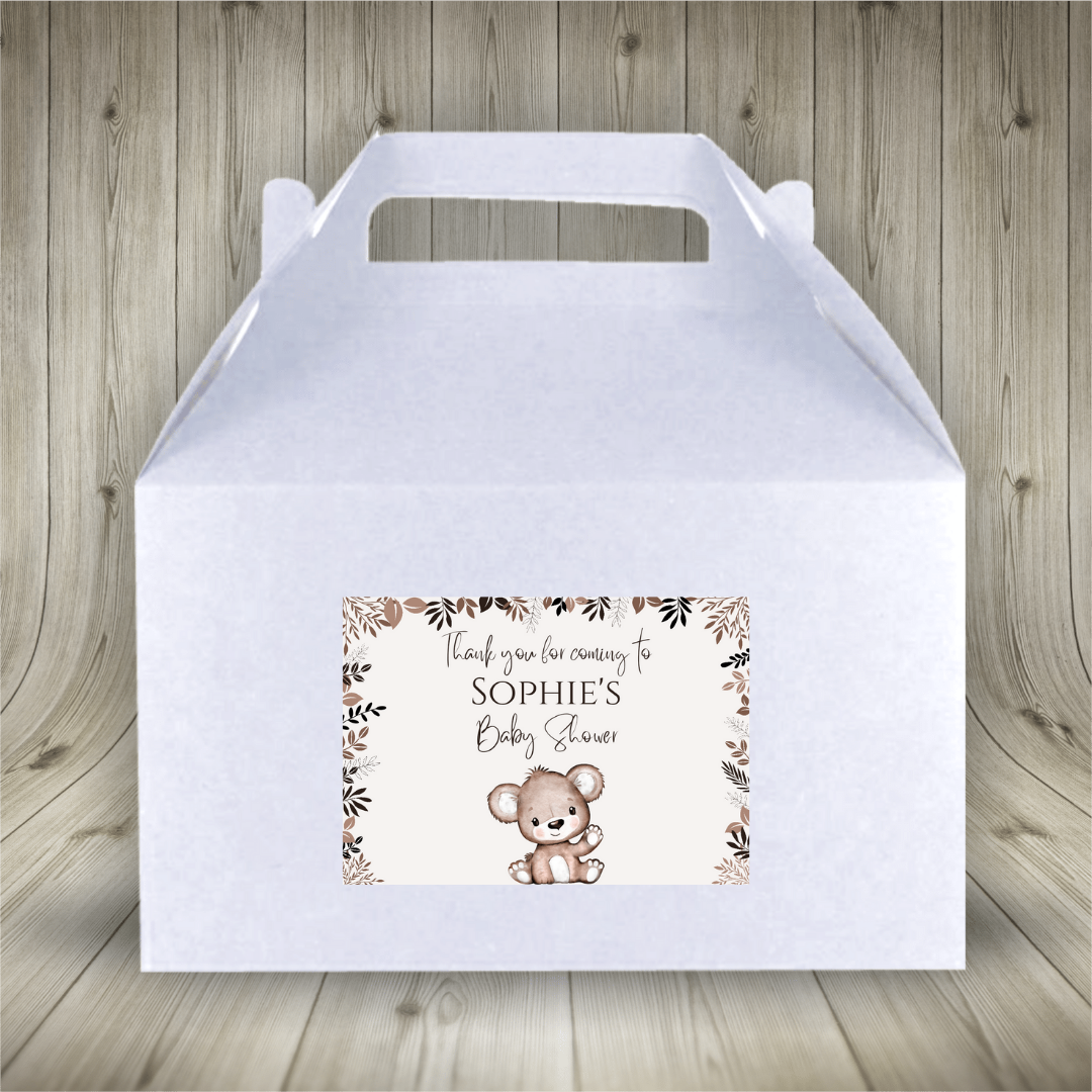 Party Boxes | Brown Beige Neutral Teddy Bear Baby Shower, Birthday Party Boxes | Teddy Bear Party | Teddy Bear Party Decor | Party Bags