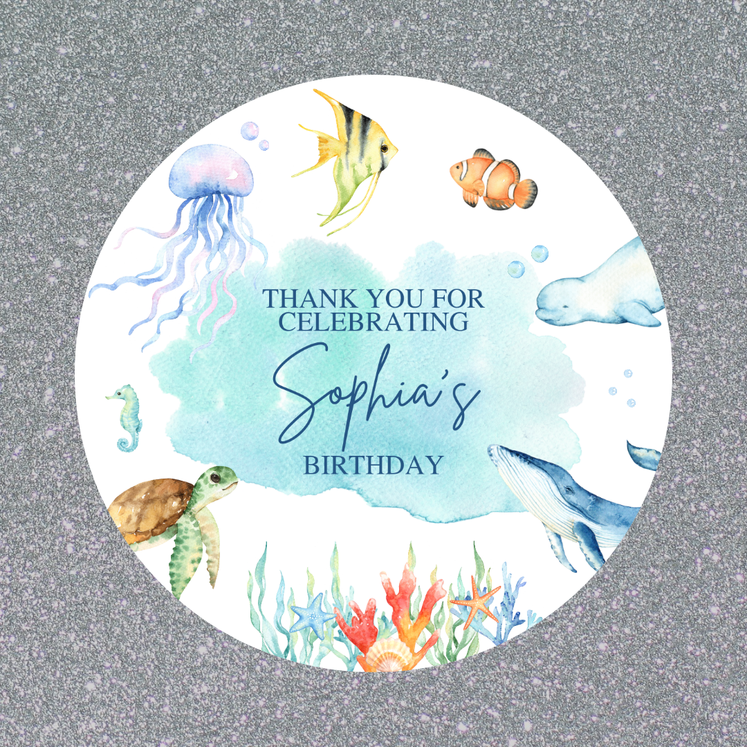 Under The Sea Party Stickers | Circle Stickers | Sticker Sheet | Party Stickers | Under The Sea Party Theme