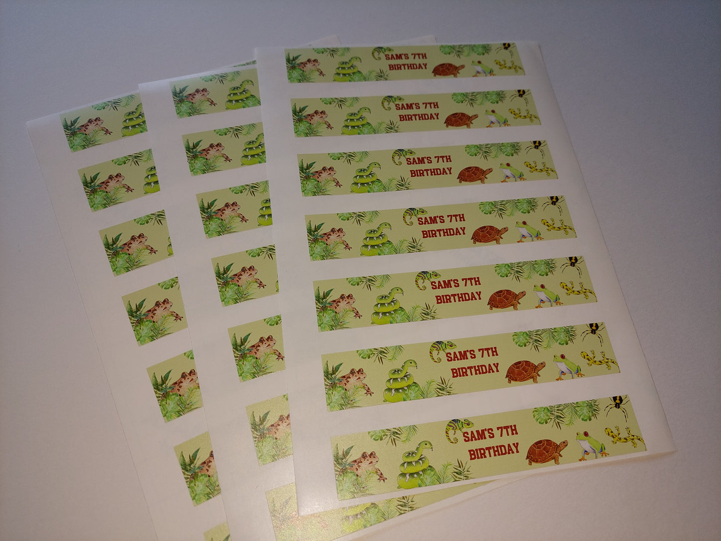 Juice Bottle Labels | Personalised Reptile Labels | Water Bottle Stickers | Reptile Party | Party Stickers
