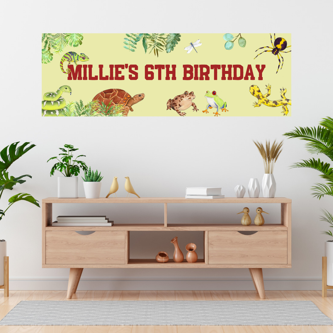 Reptile Banner | Personalised Party Banner | Reptile Party Theme