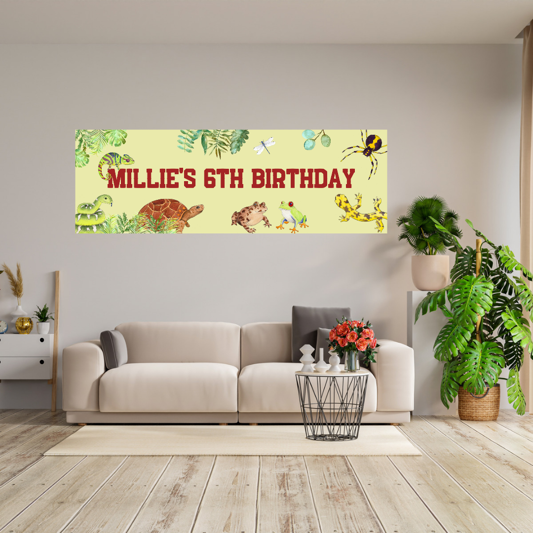 Reptile Banner | Personalised Party Banner | Reptile Party Theme
