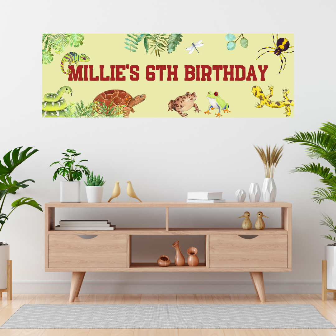 Reptile Banner | Personalised Party Banner | Reptile Party Theme