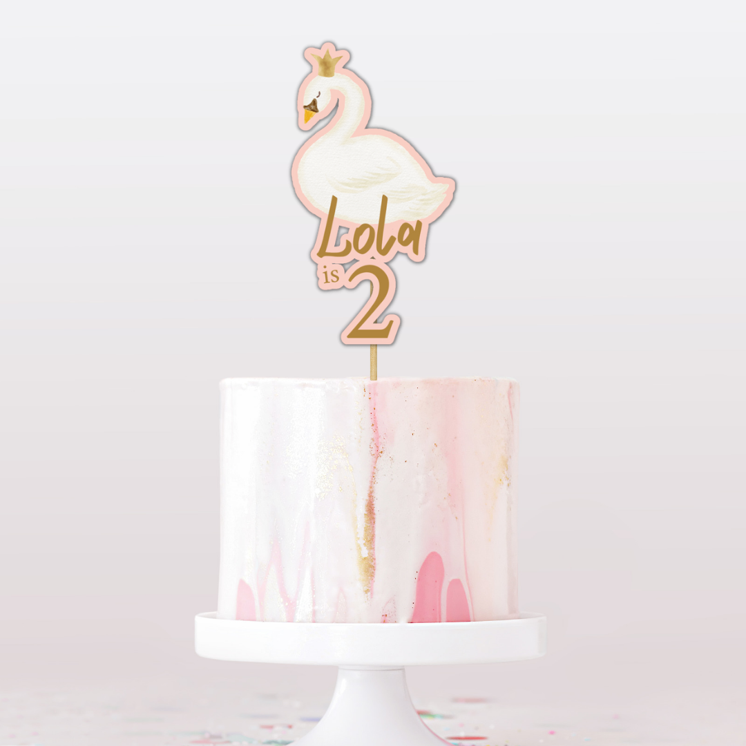 Cake Topper | Personalised Swan Cake Topper | Swan Party Supplies